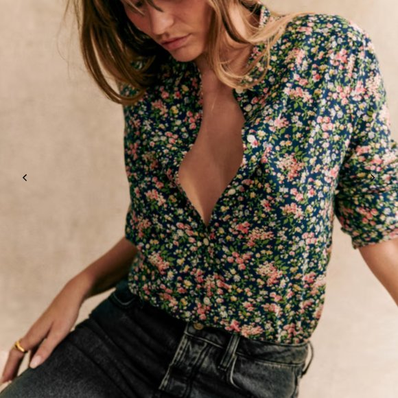 Sezane Tops - Sézane | Pierro Shirt  | Navy Garden Print| Size : 6